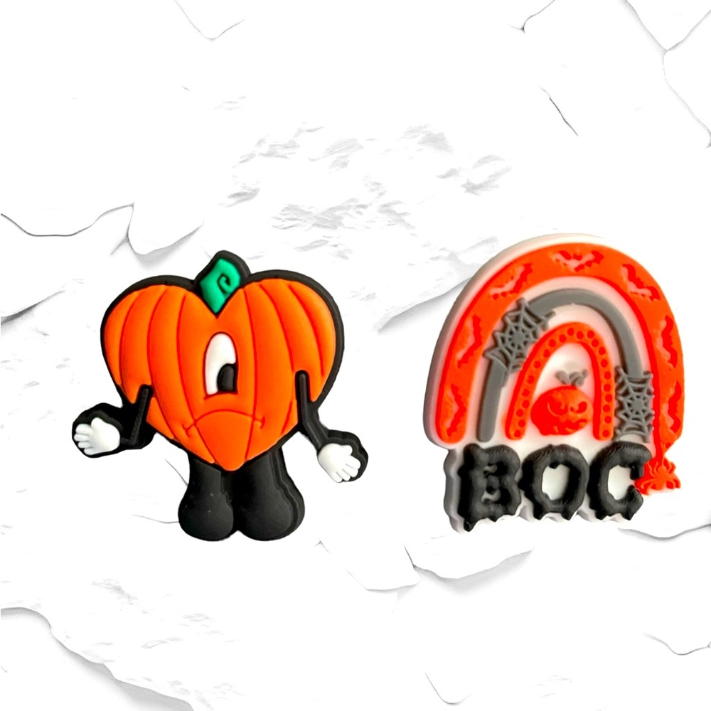 Bad Bunny Halloween Pumpkin and Boo Rainbow Shoe Charms